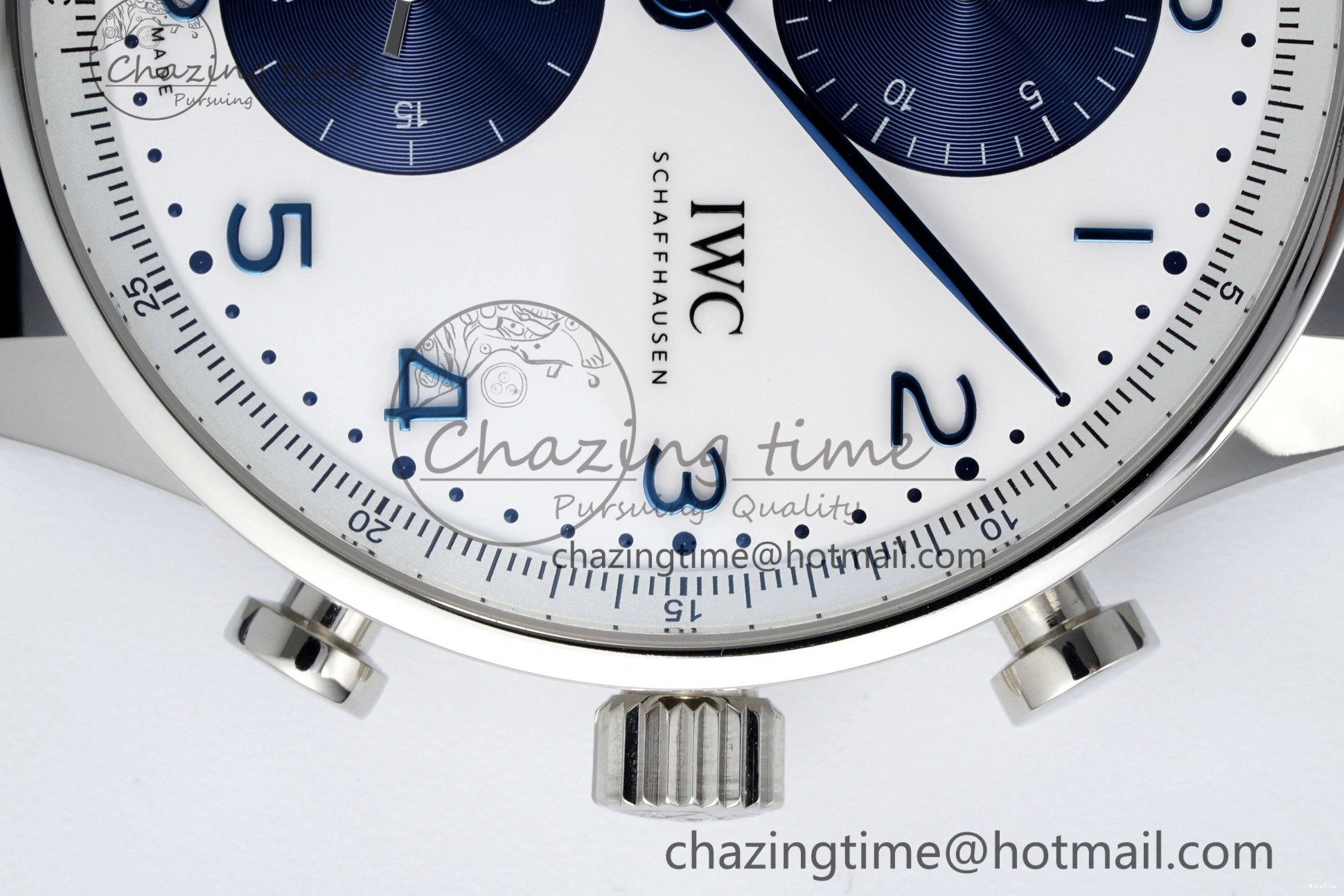 MIROTIME 0206 Portuguese Chrono IW371620 APSF 1:1 Best Edition White Blue Dial on Blue Leather Strap A MultiPurpose 7039